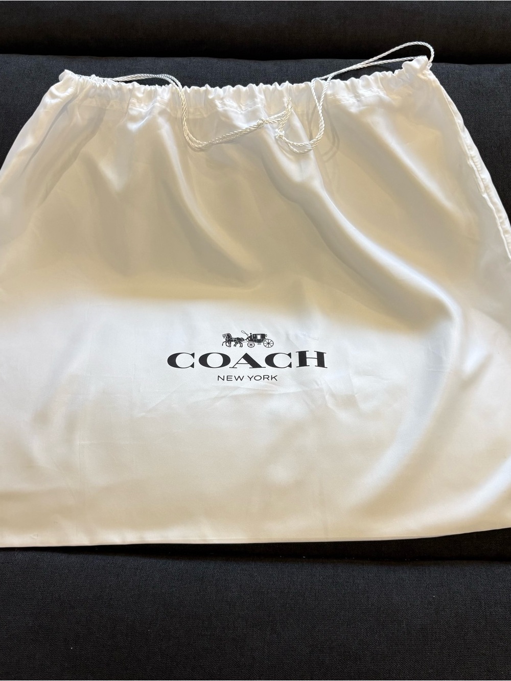 Coach New York White Satin Drawstring Dust Bag Purse Storage 23x18